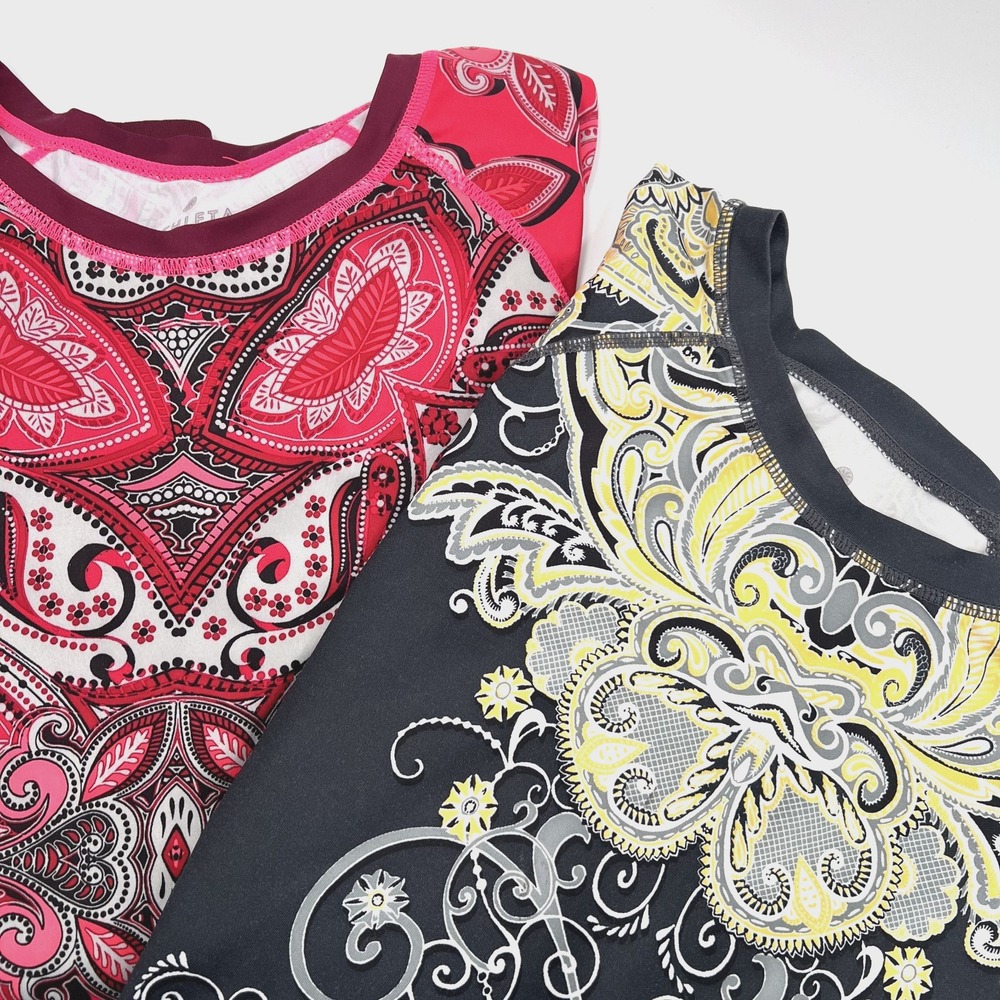 ATHLETA Womens Sz M LOT OF 2 Runaway Paisley Long-Sleeve Performance Tops Shirts